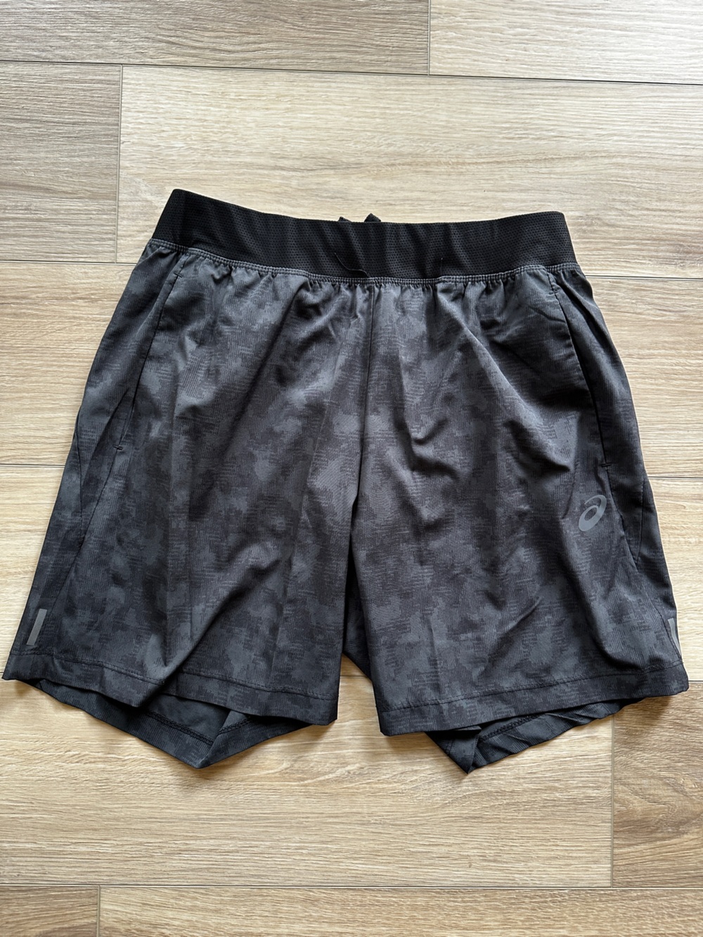 Asics Black Camouflage-Print Running Shorts